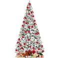 thumbnail image 1 of Patiojoy Artificial Snow Flocked Christmas Tree, 8FT Hinged Christmas Tree W/ 1239 Branch Tips, 1 of 8