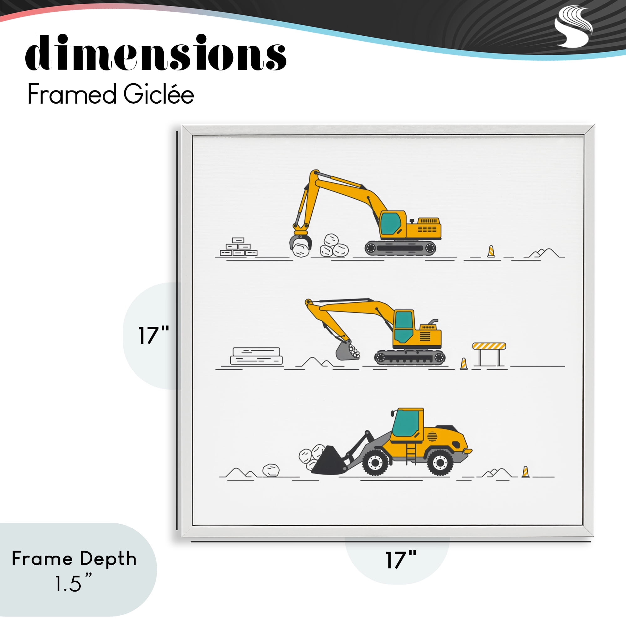 Stupell Industries Construction Digs Machine White Framed Giclee Art, design by Creative Studio