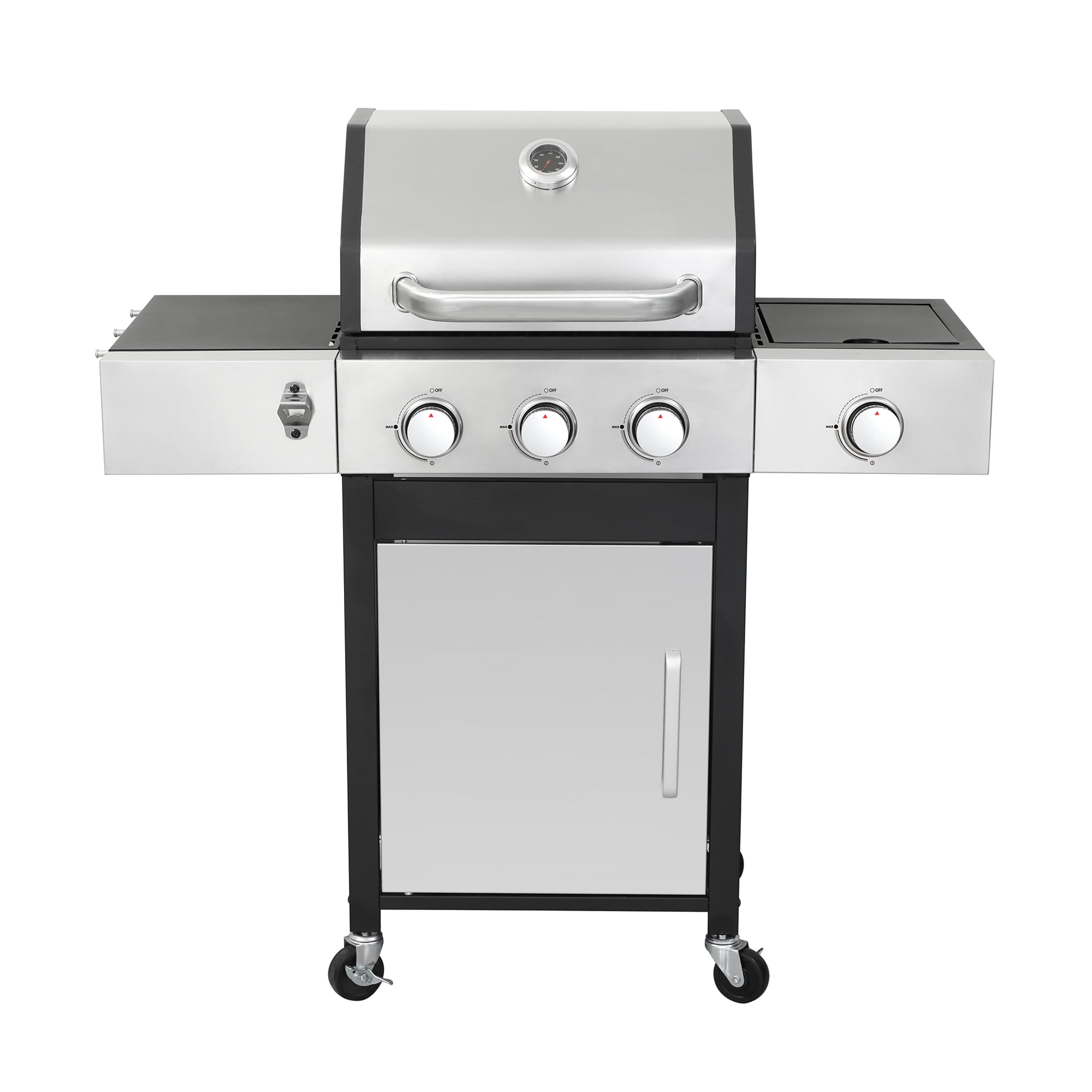 Miniyam 3 Burners BBQ Propane Gas Grill with Side Burner for Outdoor Barbecue, 37230 BTU Output