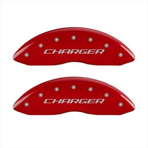 MGP Caliper Covers  Charger Red Caliper Covers - Engraved Front & Rear - Set of 4