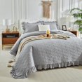 thumbnail image 4 of Juego de Edredón con Volantes UOZZI BEDDING Queen 244x244 cm Gris 3 Piezas, 4 of 9