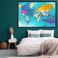 thumbnail image 3 of Colorful Graffiti World Map Wall Art Canvas Abstract Map Art Watercolor Map Decor Mordern Design Framed Canvas Art For Bedroom Livingroom Office, 3 of 7