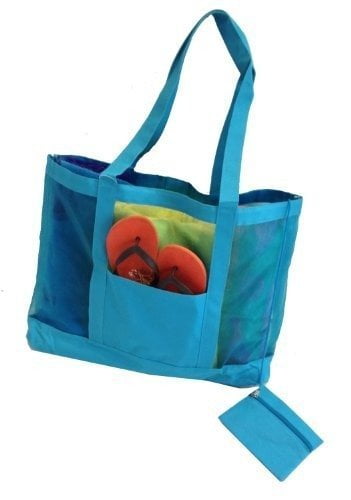 Getagadget Getagadget Huge See Thru Mesh Beach Tote Bag One Size Aqua Walmart Com Walmart Com