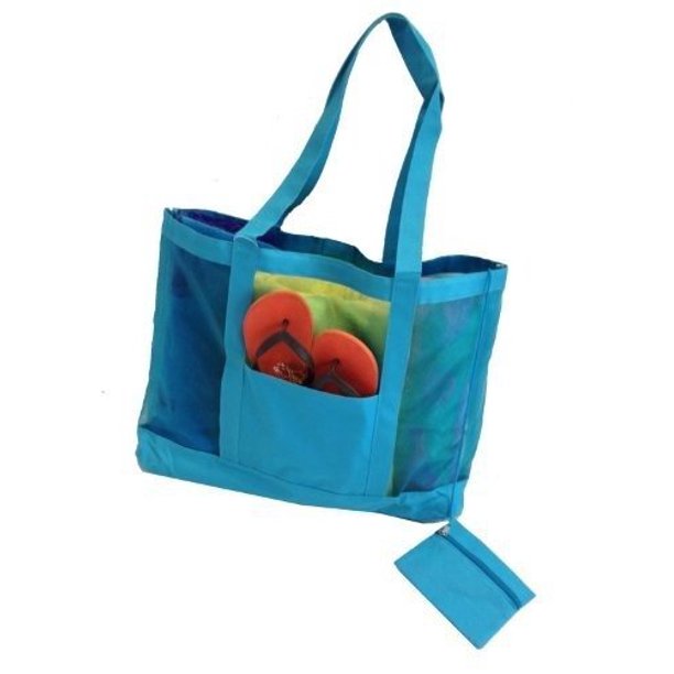 Getagadget Getagadget Huge See Thru Mesh Beach Tote Bag One Size Aqua Walmart Com Walmart Com