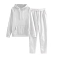 thumbnail image 2 of XIMIN Girls 2 Piece Track Suit Set, Pocket Hoodie with Pants, Fall Jogging and Workout Outfits for Kids (White, 15-16 Years), 2 of 7