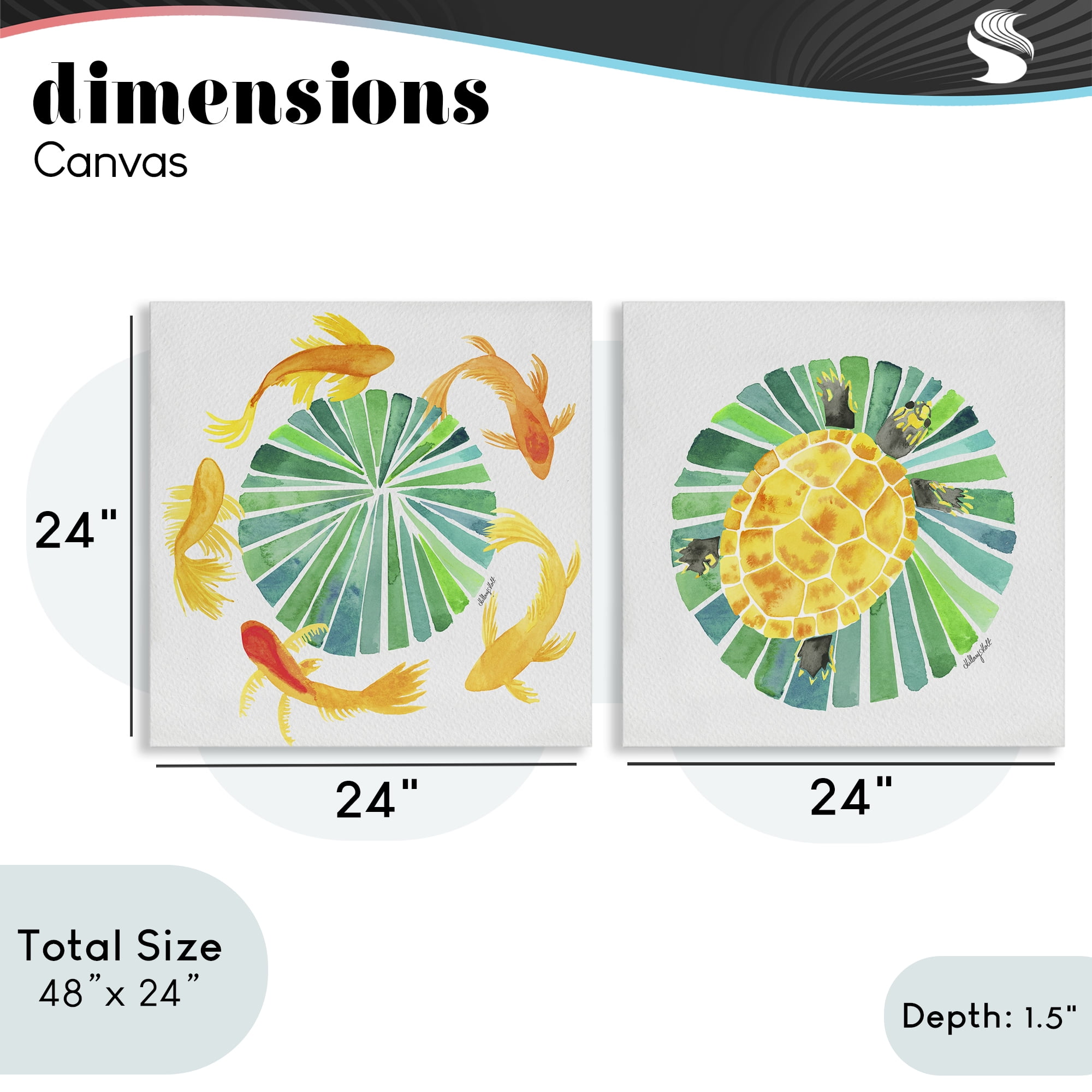 Stupell Industries Orbital Aquatic Creatures 2 Piece Canvas Wall Art Set, design by Hillary Holt