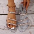 thumbnail image 5 of Miluxas Women's Strappy Sandals Rhinestone Glitter Flat Sandals Sequin Slide Sandals Gold, 5 of 6