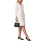 thumbnail image 4 of Vestido de trabajo elegante de mujer con cuello en V, mangas largas, con cinturón y corte acampanado XL color crema blanco, 4 of 5