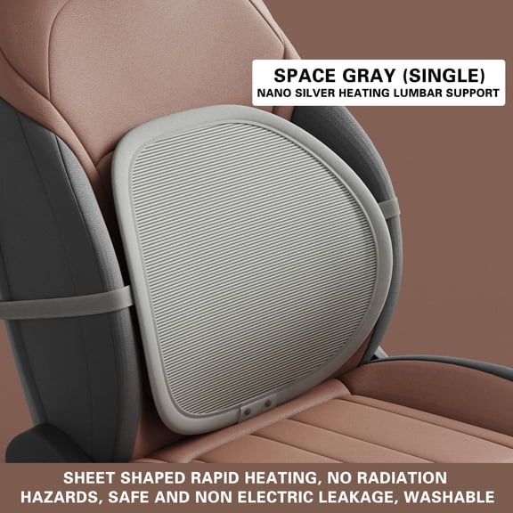 Car Heated Lumbar Cushion, USB Heating Back Support Pillow for Winter Comfort and Pain Relief, Warm Neck and Waist Support for Cars Home Office, Soft Corduroy Hot Compress Seat Cushion