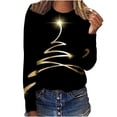 thumbnail image 1 of HKEJIAOI Chandail en Molleton à Manches Longues Col Rond Imprimé Arbre de Noël pour Femme, Joyeux Noël Décontracté, 1 of 3