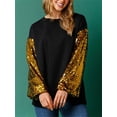 thumbnail image 3 of 2025 Nueva ropa navideña para mujer, jersey de retazos de lentejuelas a la moda, camiseta holgada de manga larga para mujer, sudadera, 3 of 5