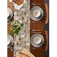 thumbnail image 2 of Table Runner Dresser Scarves 70 Inch Long, Steaming Aromatic Coffee Drinks Linen Dining Table Runners Cocoa Bean and Quote on Khaki Tabletop Scarf for Wedding Holiday Party Kitchen, 2 of 7