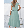 thumbnail image 3 of Summer Skirt Sets Women 2 Piece Outfits Cap Sleeve Top Elastic Waist Maxi Dress Sets with Pockets, 3 of 6