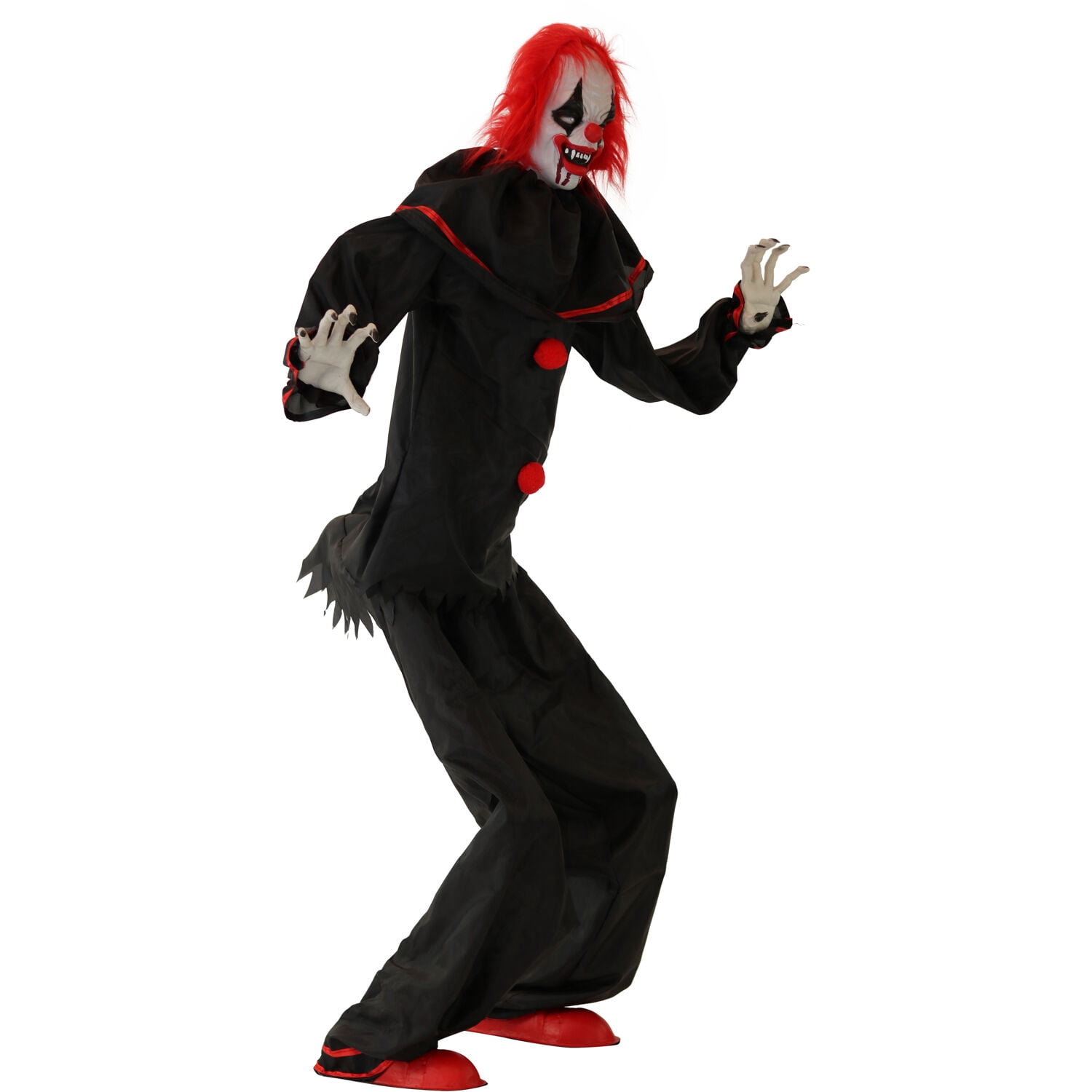Haunted Hill Farm 5 ft Animatronic Hell Raiser Clown, Indoor/Covered Outdoor Halloween Decoration, HHCLOWN-20FSA