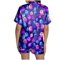 thumbnail image 7 of enyan Womens Halloween Pjs Set Pajamas Set 2 Piece Lounge Sets Print Autumn themed Sleepwear Button Soft Dark Purple,XL, 7 of 7