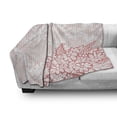 thumbnail image 3 of Coral Soft Flannel Fleece Blanket, Antique Ornate Royal Checkered Floral Backdrop with Doodle Style Daisy Bouquet, Cozy Plush for Indoor and Outdoor Use, 50" x 70", Coral Pale Pink, by Ambesonne, 3 of 6