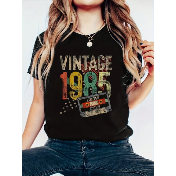 Vintage 1985 40th Birthday Gifts For Men Women 40 Year Old T-Shirt- Women's Clothing Printed Graphic Tee For T-Shirt Lovers For All Seasons