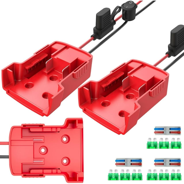 for Power Wheel Adapter Compatible with Milwaukee 18V Battery, Converter Kit with Fuse Holder, Switch, Terminal, 12AWG Wire for DIY RC Car Toys (3 Pack)