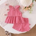 thumbnail image 4 of KPOPLK Baby Clothes Cute Sleeveless Ruffles Vest Top Tank Tee and Shorts Toddler Girl Summer Outfit Set 9 12 18 Months 2T 3T 4T 5T(2-3 Years,Red), 4 of 7