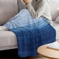 thumbnail image 3 of Navy Blue Ombre Blanket Soft Cozy Warm Throw Blanket for Couch, Plush Fuzzy Flannel Fleece Blankets for Sofa, Modern Abstract Art Ocean Oil Painting Bed Blankets Lightweight Gifts for Women, 40"x50", 3 of 9
