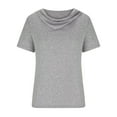 thumbnail image 4 of Xqxayjr Short Sleeve T Shirts for Womens Summer Tops Under $5 Dressy Casual Solid Color Basic Tunics Cowl Neck Ruched Going Out Blouses Mother's Day Gifts, 4 of 6