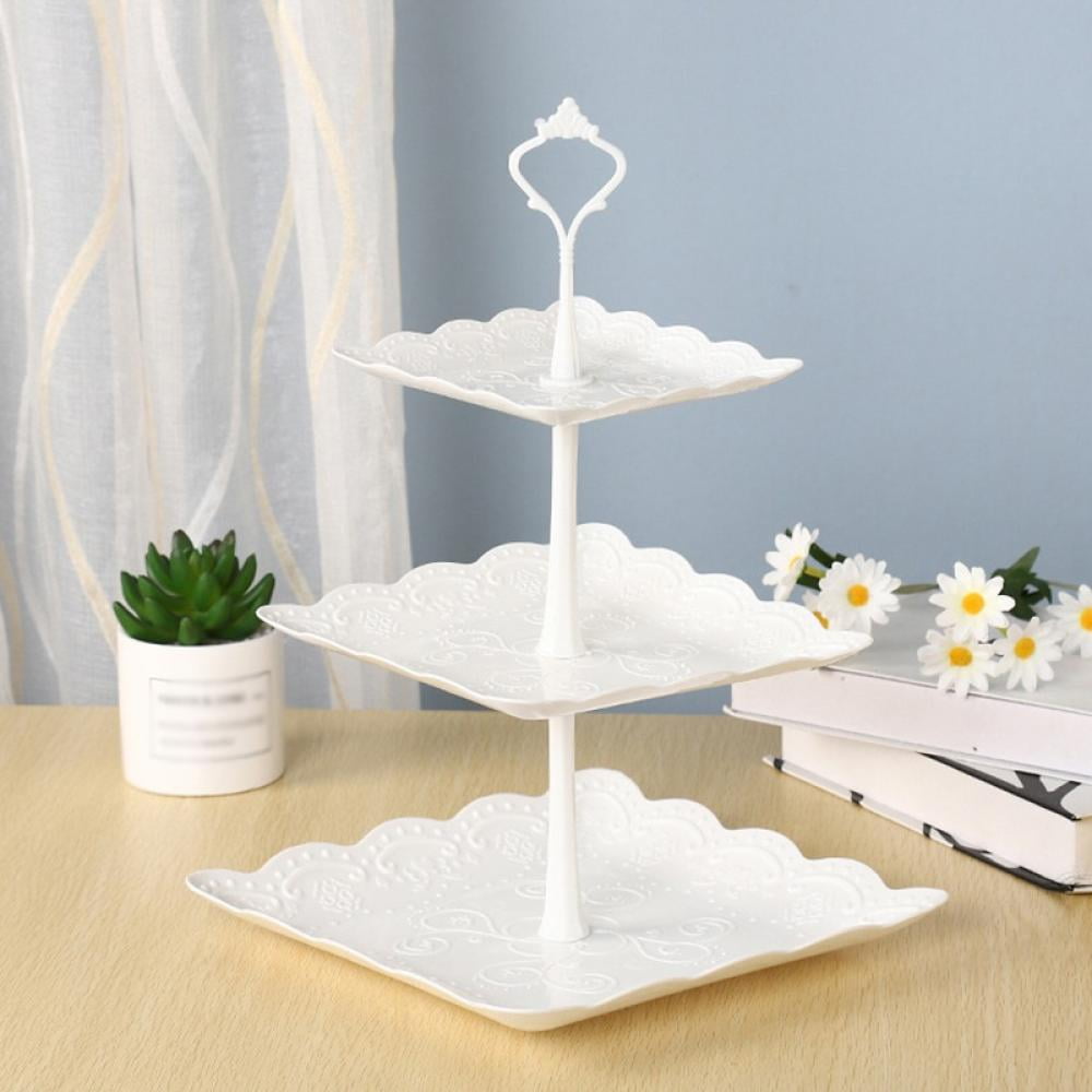 3-Tier Cupcake Stand Plastic Dessert Tower Serving Tray for Wedding Birthday 