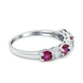 thumbnail image 2 of Art Deco Half Eternity Stackable Ring Ruby CZ 925 Sterling Silver Size 7, 2 of 6