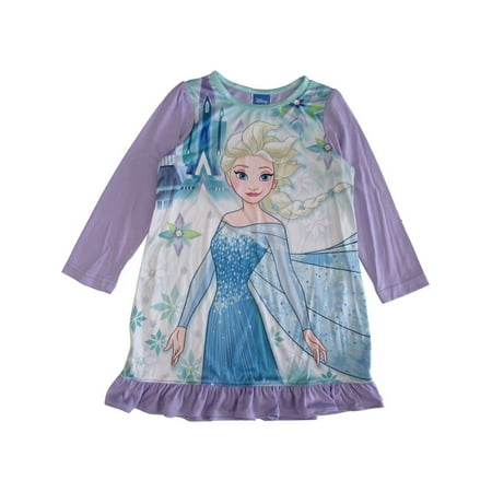 Disney - Girls Purple Blue Frozen Elsa Long Sleeve Ruffle ...