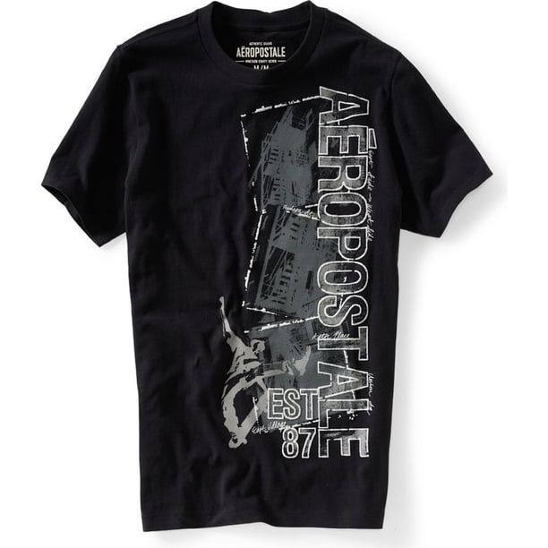 Aeropostale New York Aero Graphic playera para hombre, negro, XS