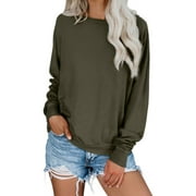 Sidefeel Ladies Long Sleeve Relaxed Fit Sweatshirt Jumper Tops Lightweight Blouses S 4-6