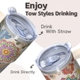 thumbnail image 4 of 20oz Coffee Mug with Lid and Straw - Stainless Steel Double Wall Vacuum Insulated Travel Tumbler, Leakproof Thermal Design, Bohemian, 4 of 5