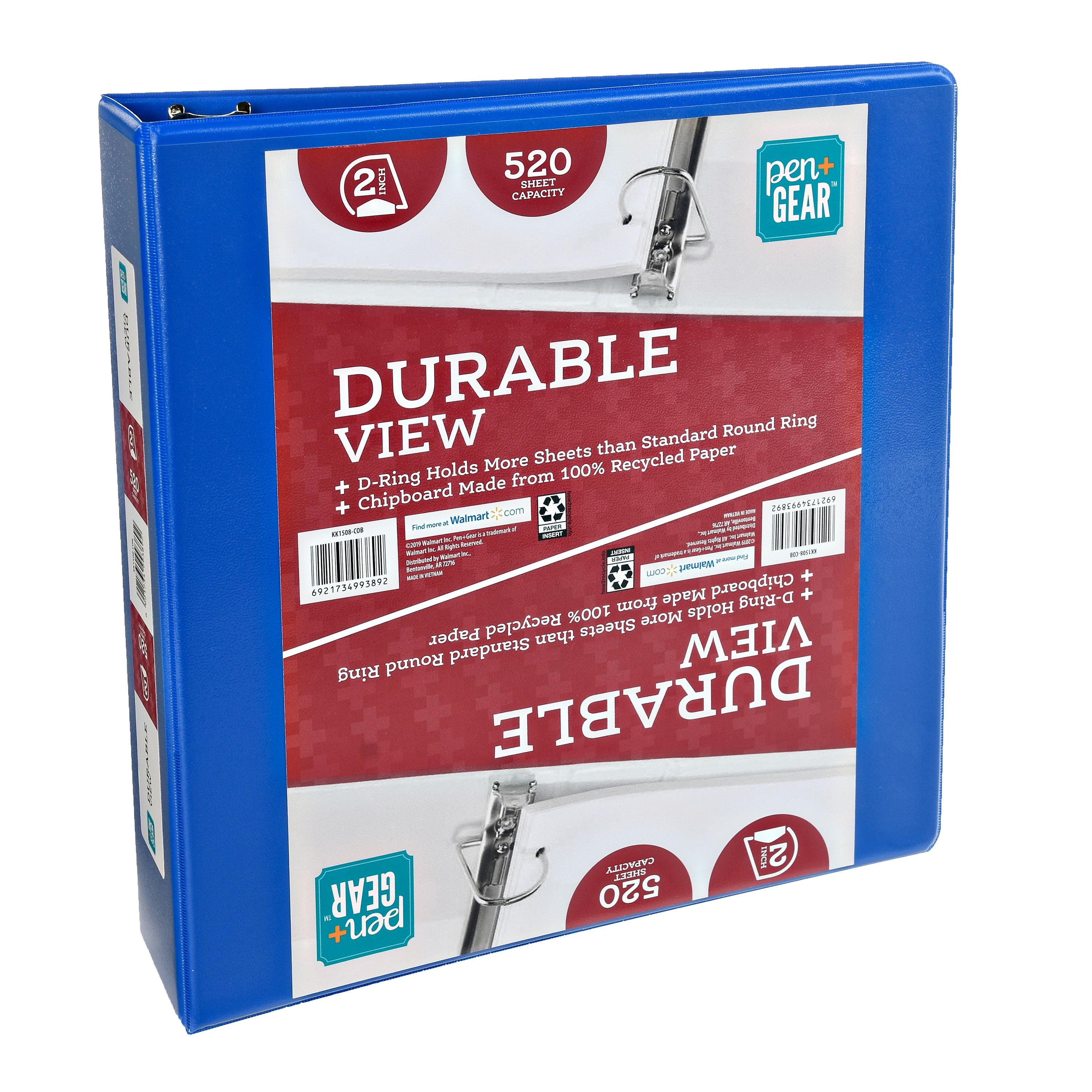 Pen + Gear 3Ring Durable View Binder, 2 Inch, Blue, Slant Ring