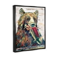 thumbnail image 3 of Stupell Bear & Fish Modern Wildlife Splash Animals & Insects Painting Black Floater Framed Art Print Wall Art, 3 of 6