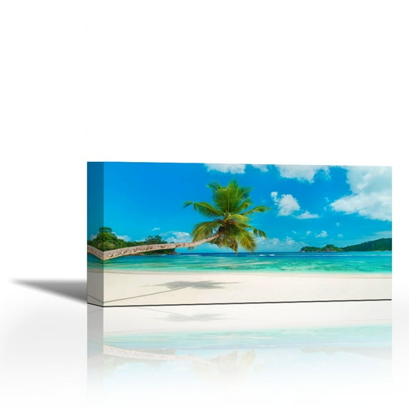 Tropical beach, Seychelles - Contemporary Fine Art Giclee on Canvas Gallery Wrap - wall décor - Art painting - 36 x 18 Inch - Ready to Hang