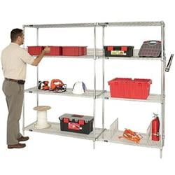 Quantum Storage Systems WR74-1842C Starter Kit Wire Chrome 4 Shelves 74" H x 42" W x 18" D