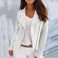 thumbnail image 2 of Pumxq Womens Faux Suede Jackets Long Sleeve Casual Cropped Zipper Biker Moto Jacket Fall Winter Outfits White L, 2 of 7