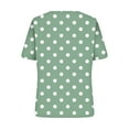 thumbnail image 5 of Staron Summer Tops for Women Polka Dot Blouse Casual Short Sleeve V Neck Round Collar Fashion Shirt, Green L, 5 of 5