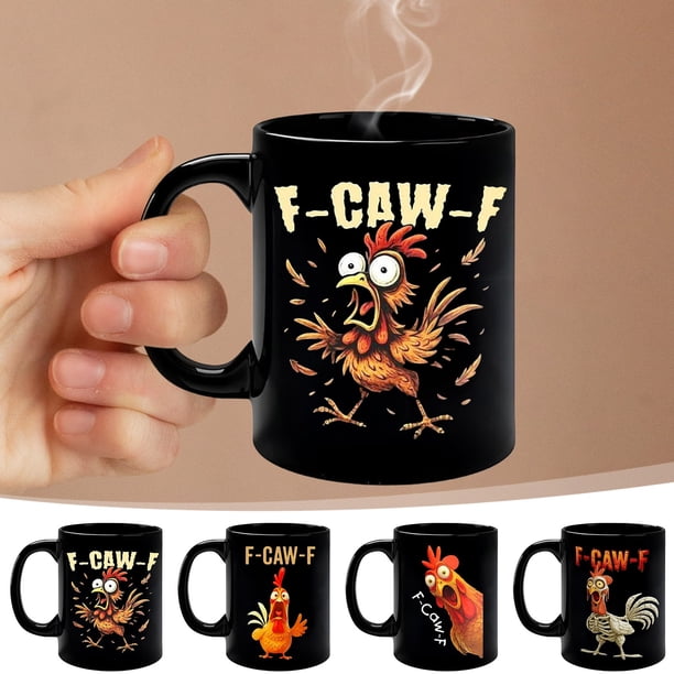 Taza de Café con Diseño de Gallo, 325 Ml, de Cerámica, Ideal para El Hogar o La Oficina | Acabado Blanco | Apta para Lavavajillas y Microondas
