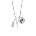 thumbnail image 2 of Delight Jewelry Silvertone Violin and Bow Silvertone Script Initial Disc - P - Charm Necklace, 20"+3", 2 of 4