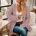 thumbnail image 6 of Womens Chunky Cable Knit Cardigan Sweaters Open Front Long Sleeve Slouchy Fall Outwear Coats, L, 6 of 6