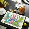 thumbnail image 2 of Zhourta Happy Easter Placemats Spring Easter Place Mats Vintage Dining Table Decorations Bunny Chick Easter Holiday Table Mats for Kitchen Dining Decoration 11.81x17.71Inch, 2 of 6