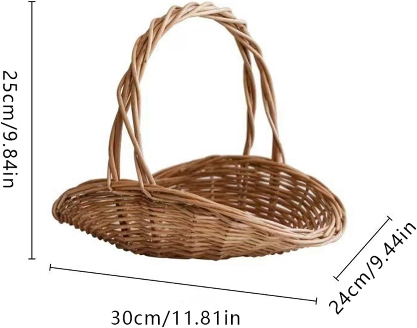 Rattan Garden Baskets for Gathering Vegetables, Mini Picnic Basket with Handle, Multipurpose Harvest Basket Woven Easter Basket for Fruits , Rustic Woven Picnic Basket with Handle(M)
