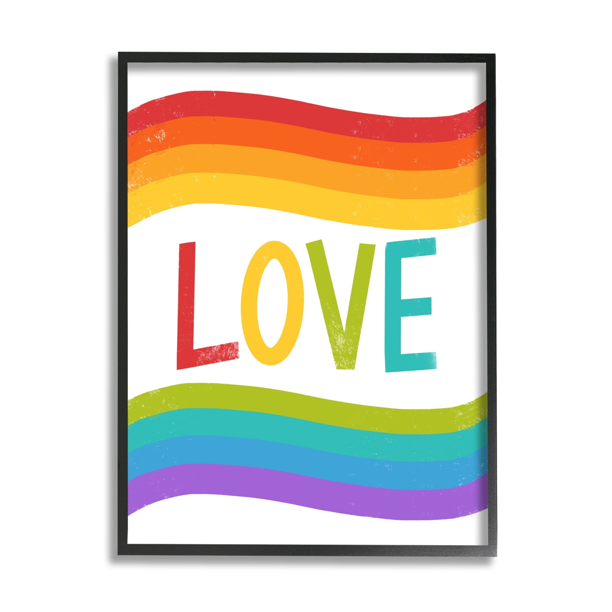Stupell Industries Rainbow Love Pride Stripes Holiday Painting Gray Framed Art Print Wall Art