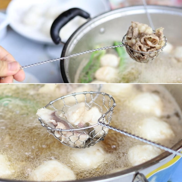 Kitchen Colander Fondue Sieve Stainless Steel Fondue Strainer With Long Handle Kitchen Colander