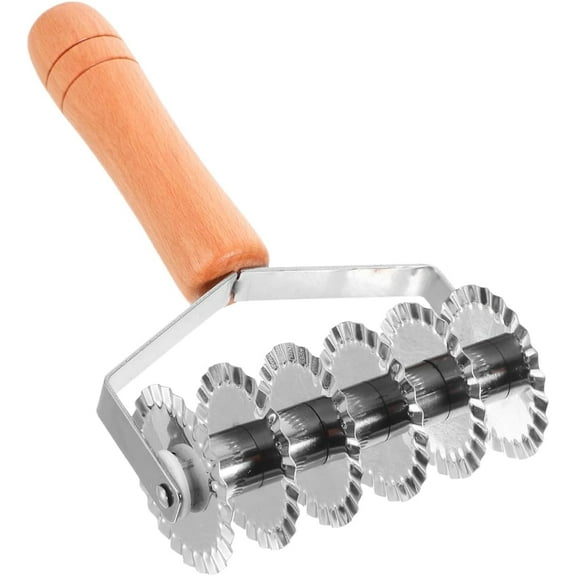 1pc Pastry Lattice Roller, Stainless Steel Roller Cutter with Wooden Handle, Multi-Purpose Pastry Crust Cutter for Dough Noodle Cookie Pie, Household Baking Tools