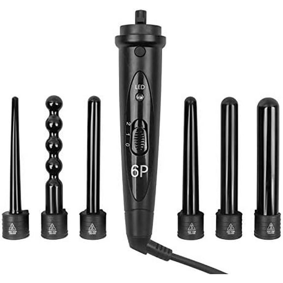 Curling Irons 6 in 1 Multifunctional Hair Curler Ceramic Glaze Coating Curling Wand Set LED Display Curling Iron
