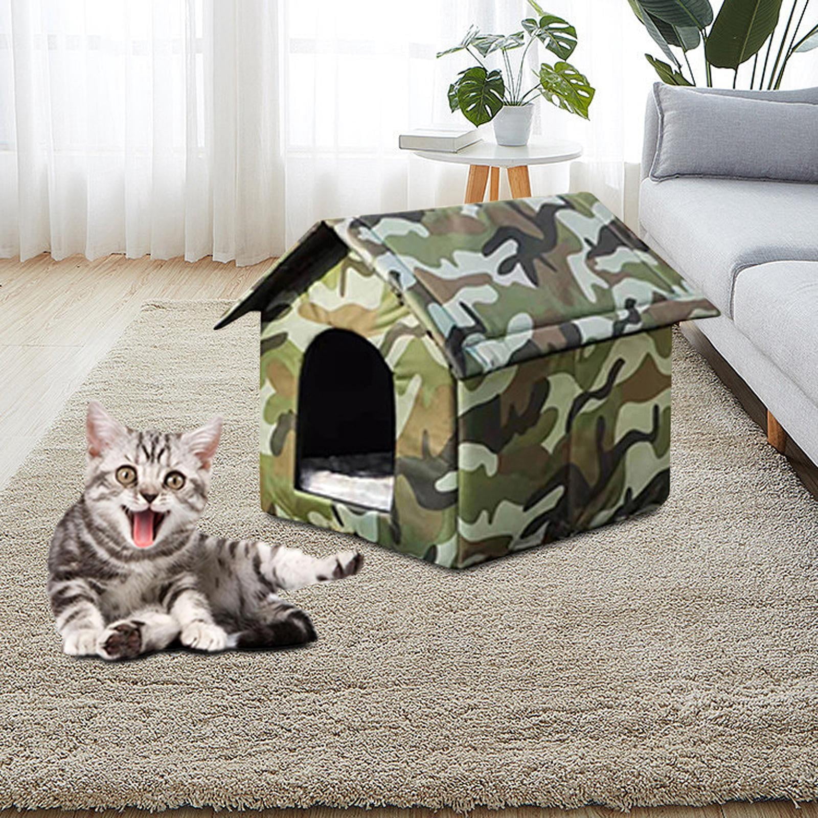 Senya Outdoor Feral Cats House Waterproof Oxford Stray Cats Shelter Warm Pet Cave for Winter Small Animal Tent Bed for Feral Cats Dog Puppy Kennel, 35cmx30cmx35cm