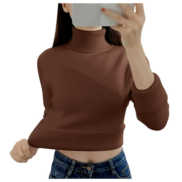 VBARHMQRT Cute Fall Sweaters Winter Keep Warm Sweater for Women Long Sleeve Turtleneck Soft Sweater