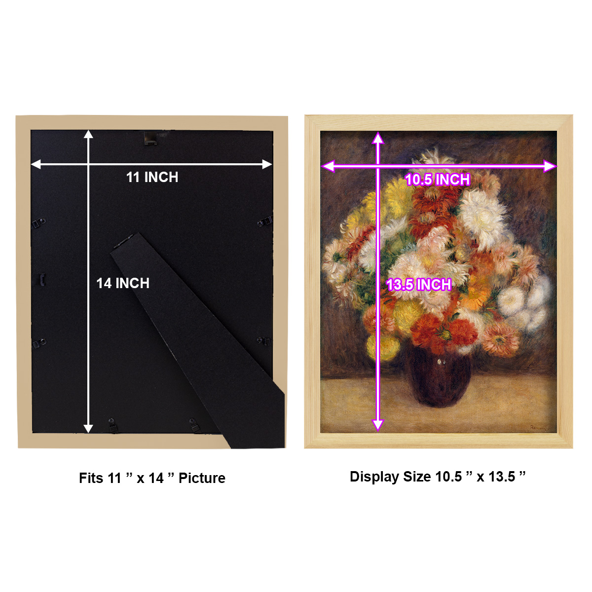 Bouquet of Chrysanthemums -Framed Print w/glass-Natural Wood