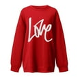 thumbnail image 4 of Oversized T Shirts Shirts for Women Casual Letter Printing Long Sleeve Shirts for Women Pullover Round Neck Fashion T Shirts for Women Weekly-Deals（Red,2XL）, 4 of 4